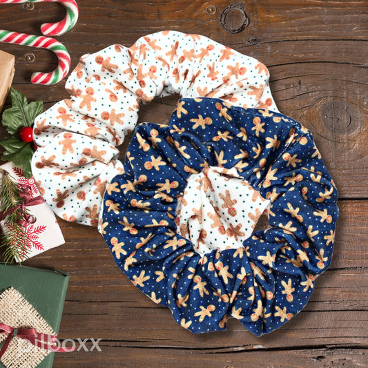 Gingerbread Cookie Scrunchie: White or Blue