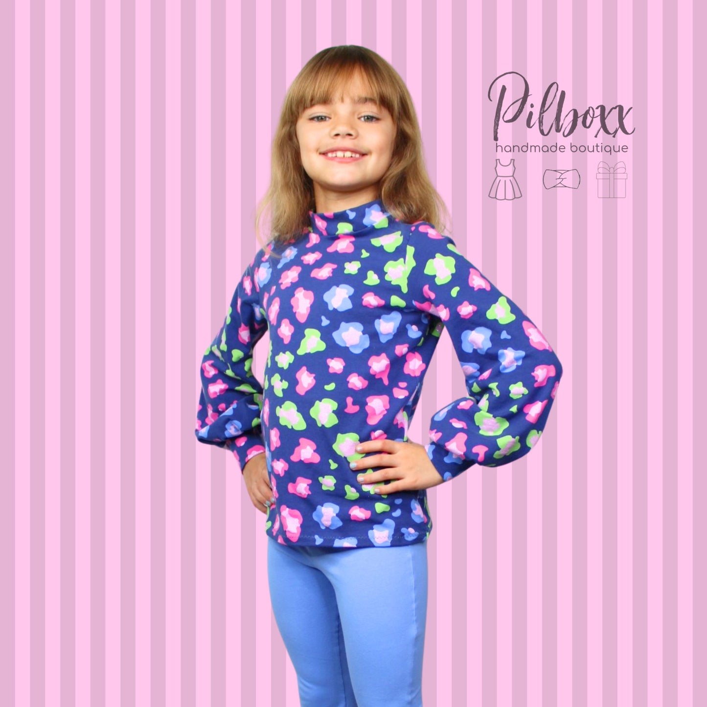 Glitter Cheetah Puffy Sleeve Top