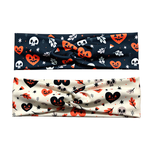 Halloween Heart Print Headband, Beige or Black