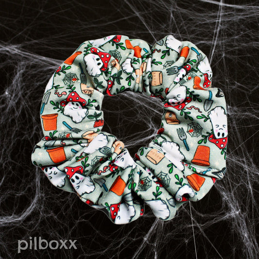 Gardening Mushroom Ghost Scrunchie