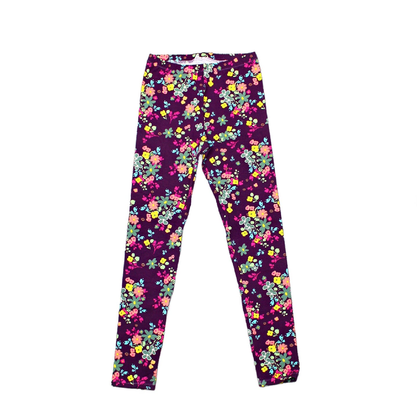 Purple Flower Cotton Leggings for Girls, Ready to Ship