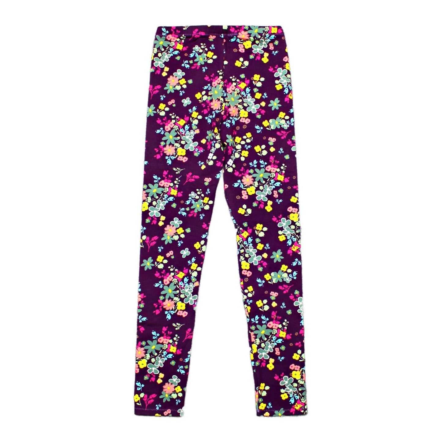 Purple Flower Cotton Leggings for Girls, Ready to Ship