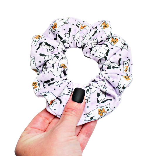 Purple Ghost Cat Scrunchie
