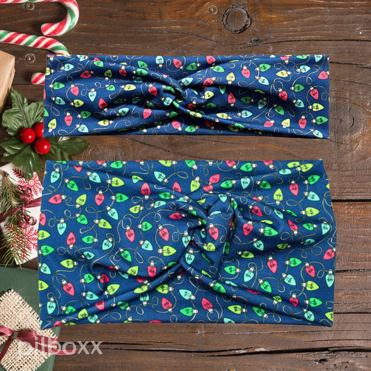 Blue Christmas Lights Print Headband