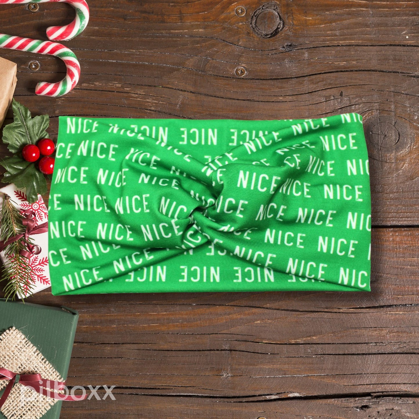 Wide Naughty and Nice Christmas Headband