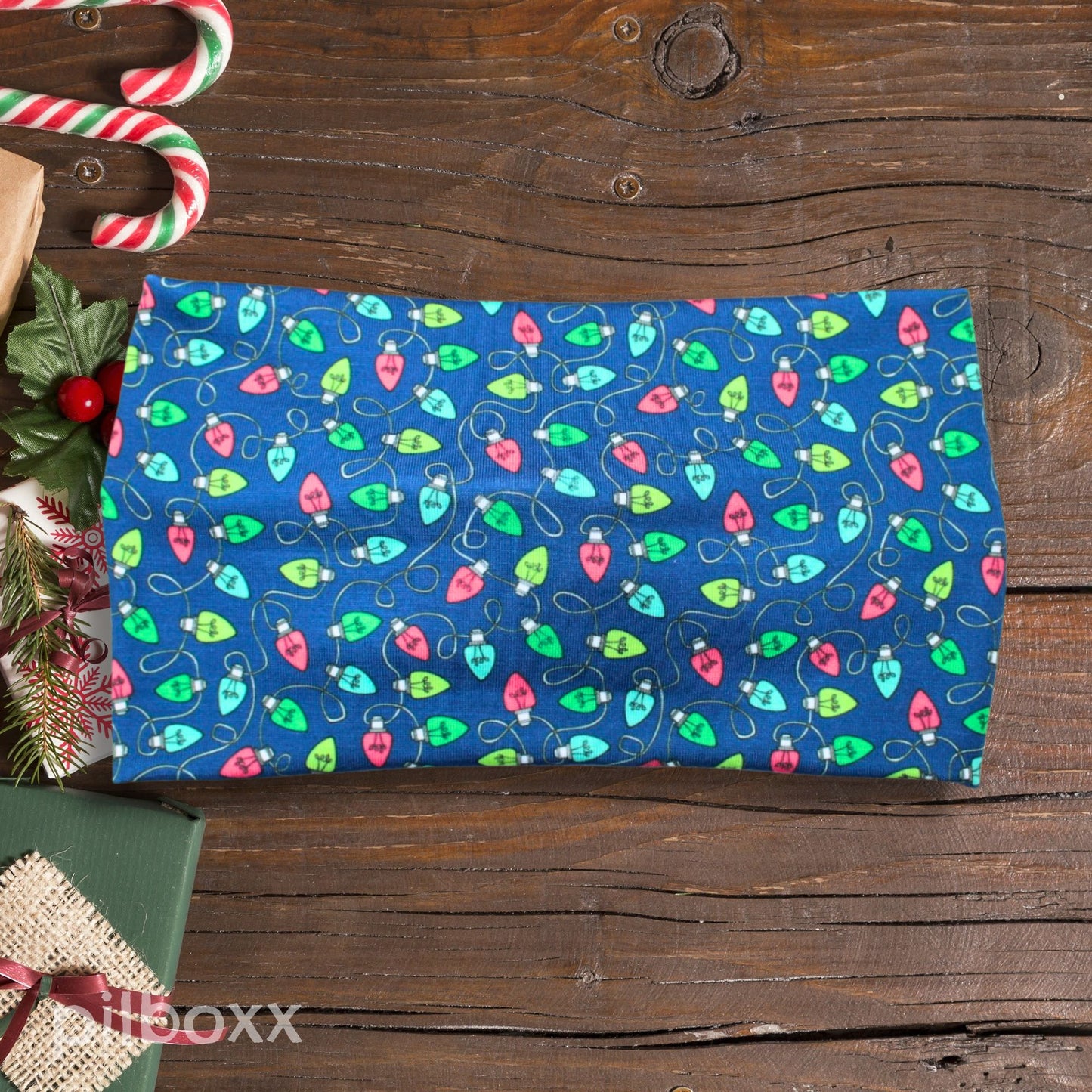 Blue Christmas Lights Print Headband