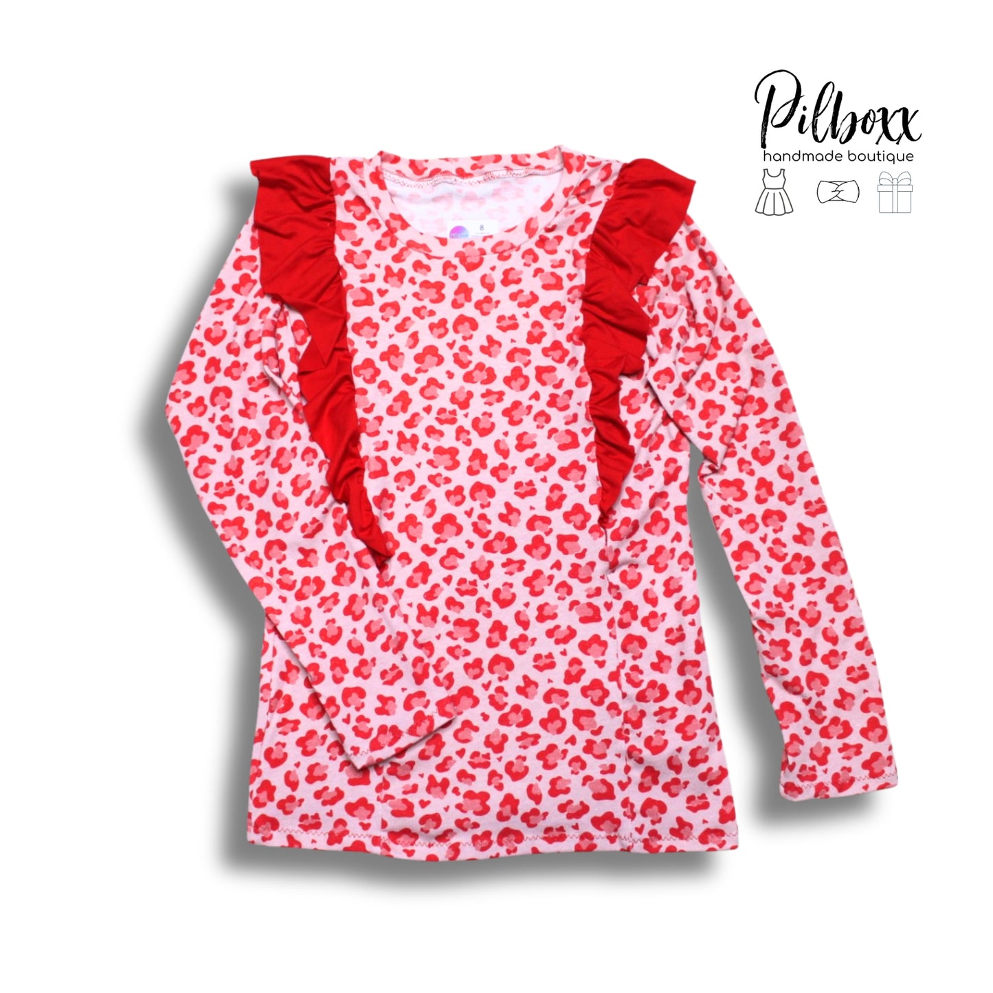 Red Cheetah Ruffle Shirt