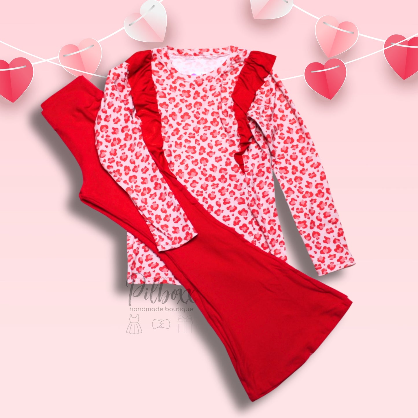 Kids Red Flare Cotton Leggings