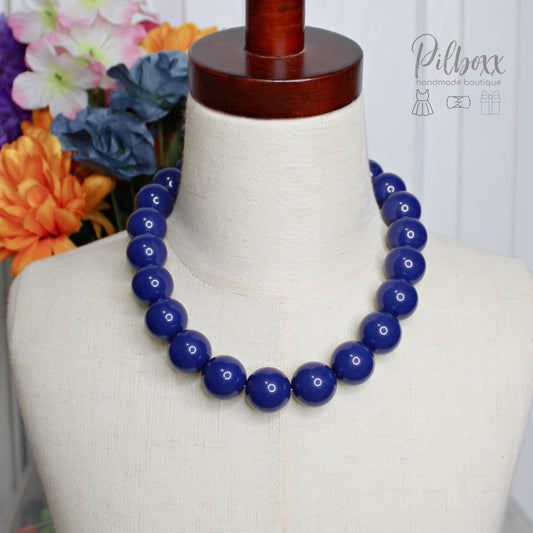 Navy Blue Beaded Necklace