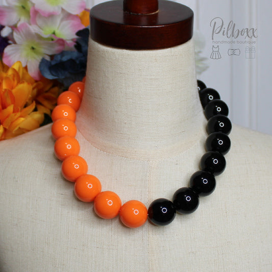 Orange and Black Beaded Necklace