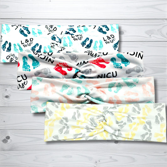 Baby Footprint NICU / L&D Headbands