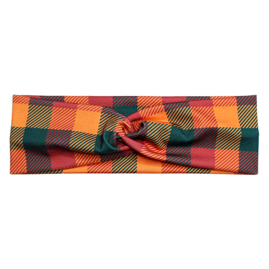 orange fall plaid soft fabric headband for women