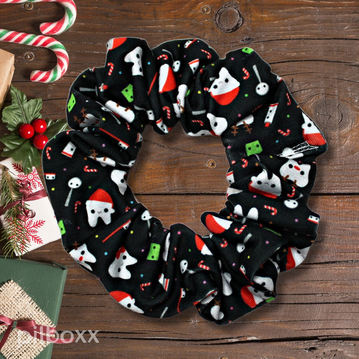 Blue Christmas Teeth Dental Scrunchie