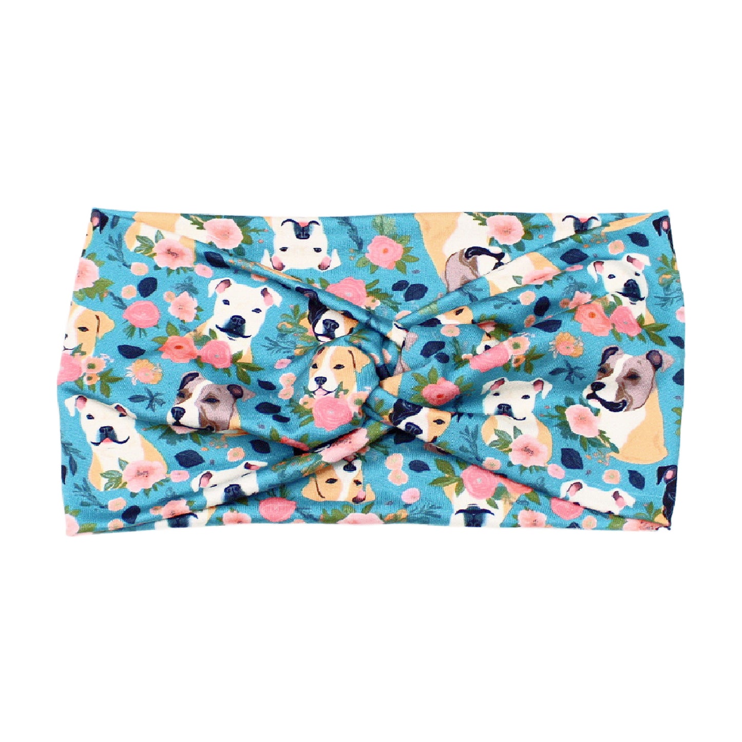 Teal Pitbull Floral Headband