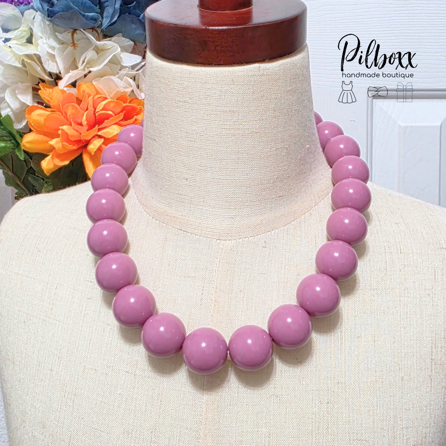 Chunky Bead Magnetic Necklace, 18"