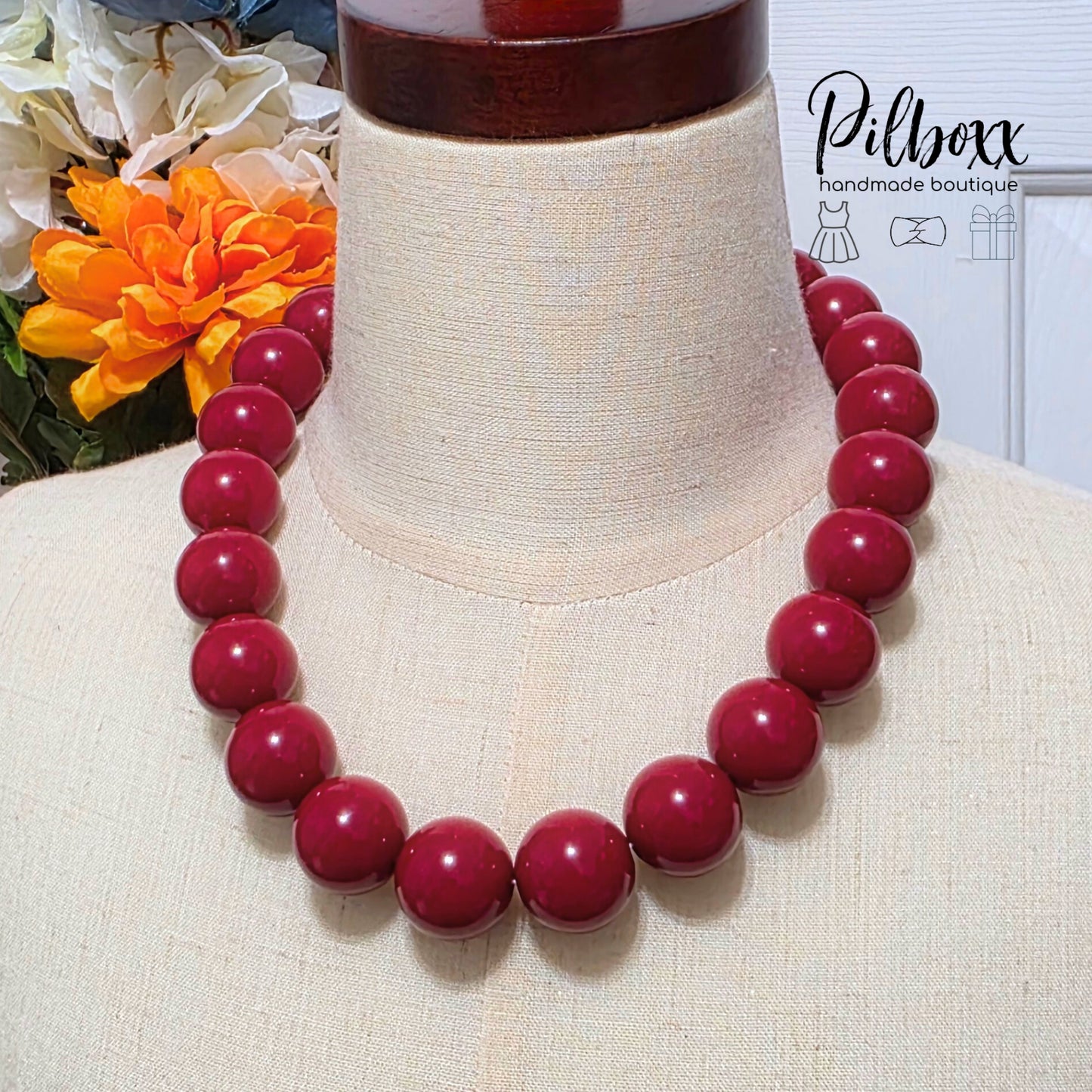 Chunky Bead Magnetic Necklace, 18"