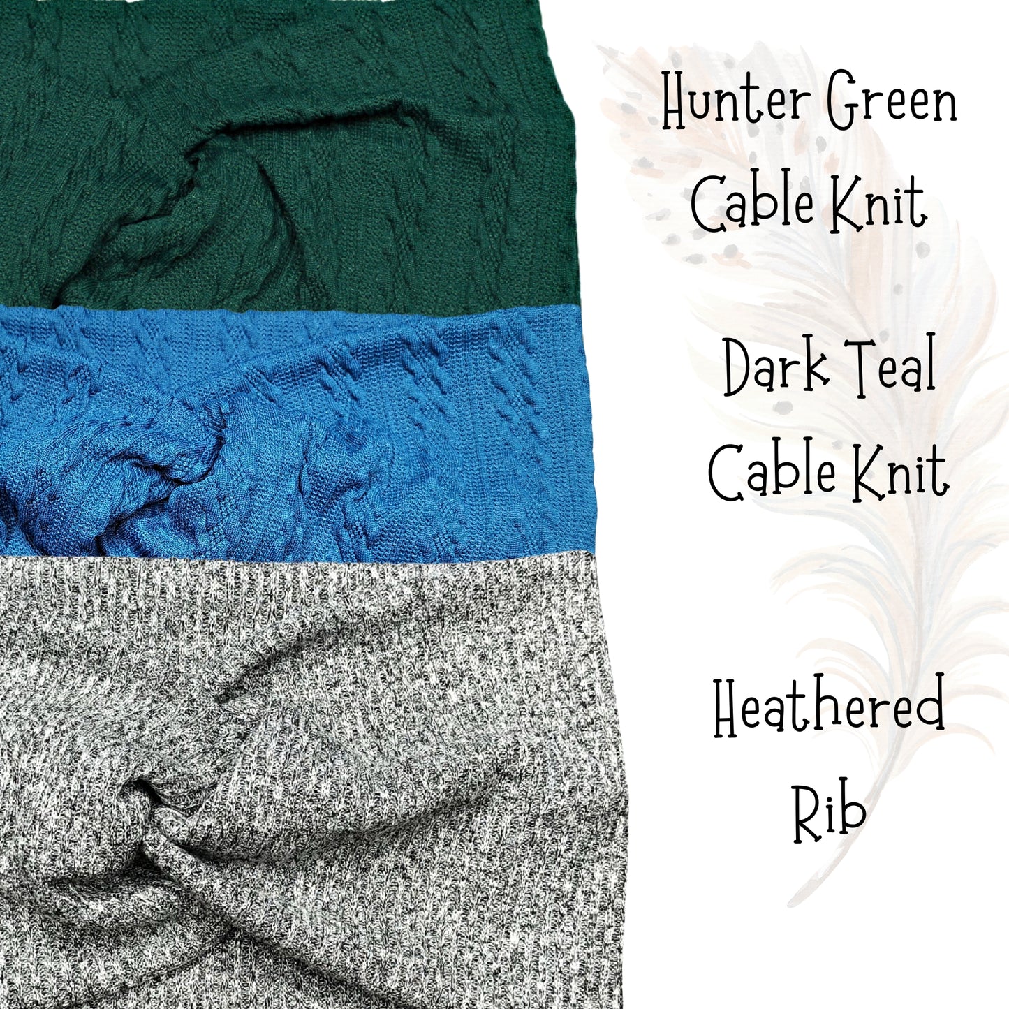 Solid Rib & Cable Knit Cozy Headbands
