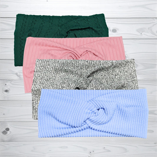 Solid Rib & Cable Knit Cozy Headbands