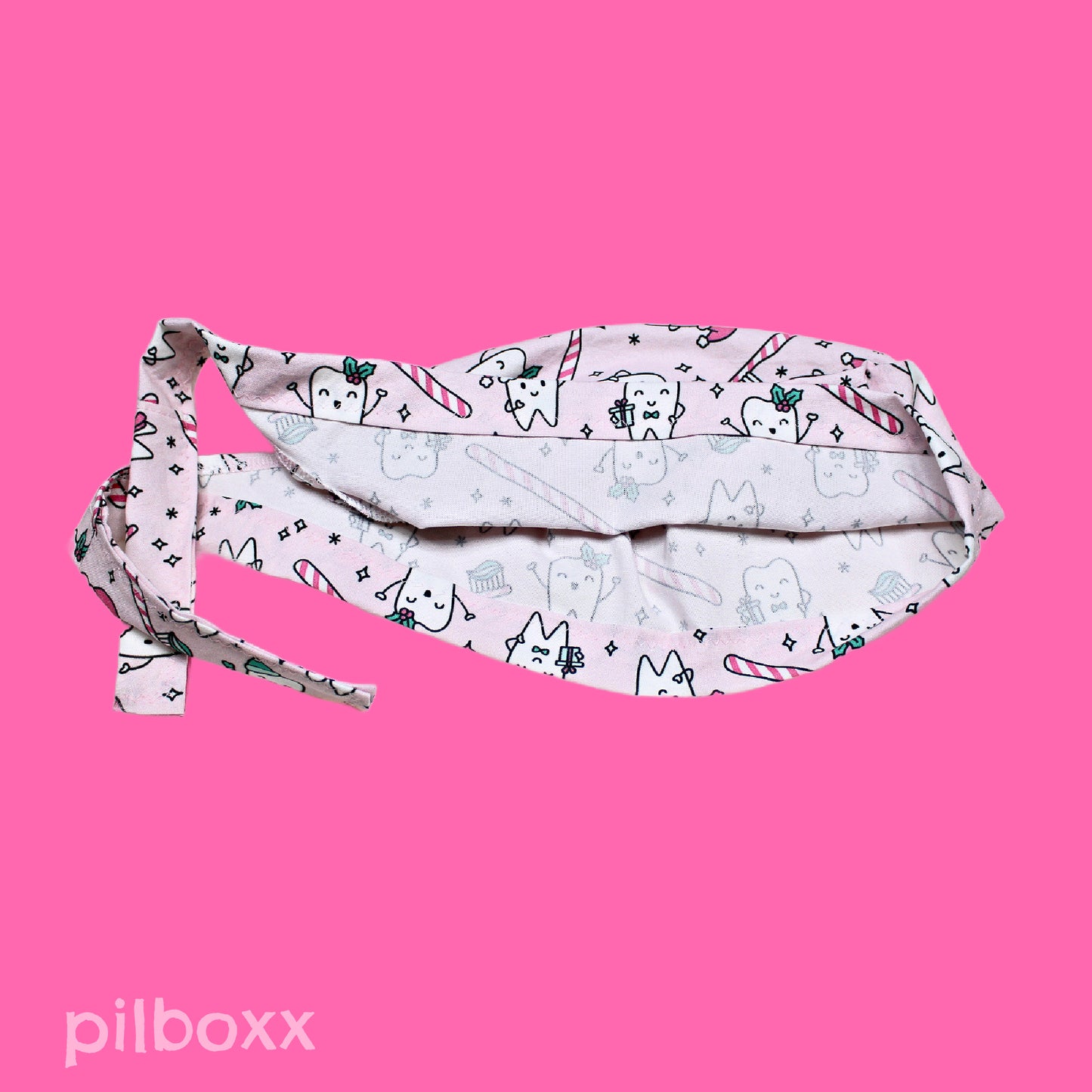 Pink Christmas Teeth Dental Scrub Cap