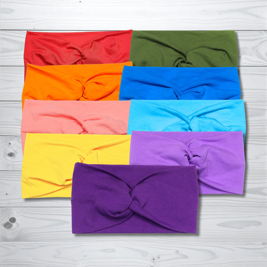 Solid Cotton Headbands, 5" Wide
