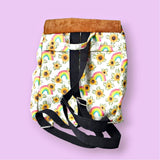 Sunflower Backpack Bag for Women, Rainbow Boho Cinch Purse