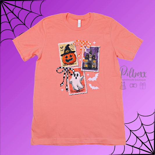 Womens M Halloween Stamps T-Shirt