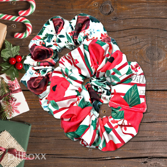 Winter Florals Christmas Hair Scrunchie