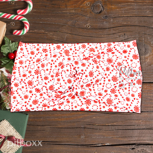 Wide White Peppermint Candy Cane Headband