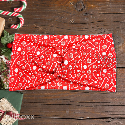 Wide Red Peppermint Candy Cane Headband