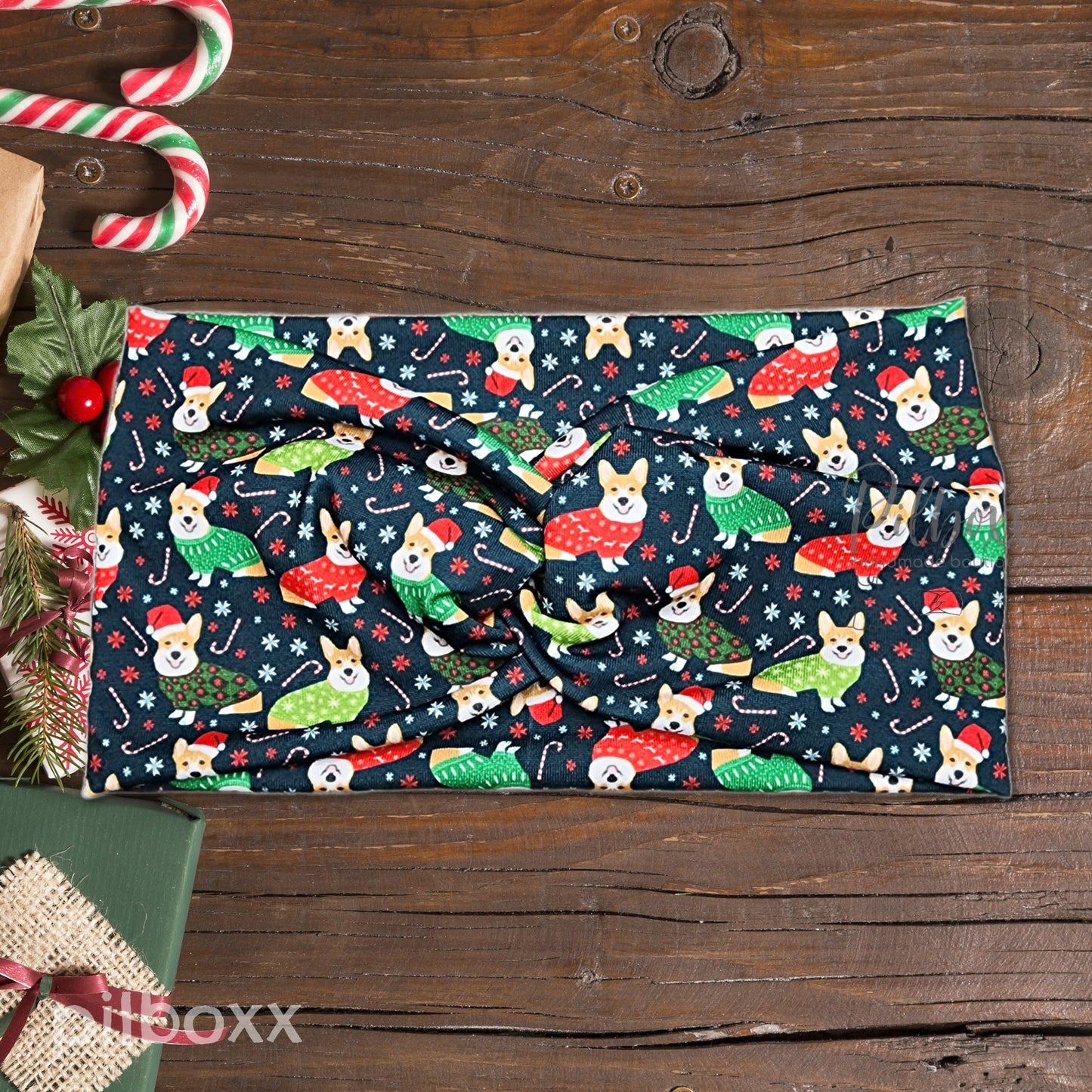 Wide Christmas Corgi Headband