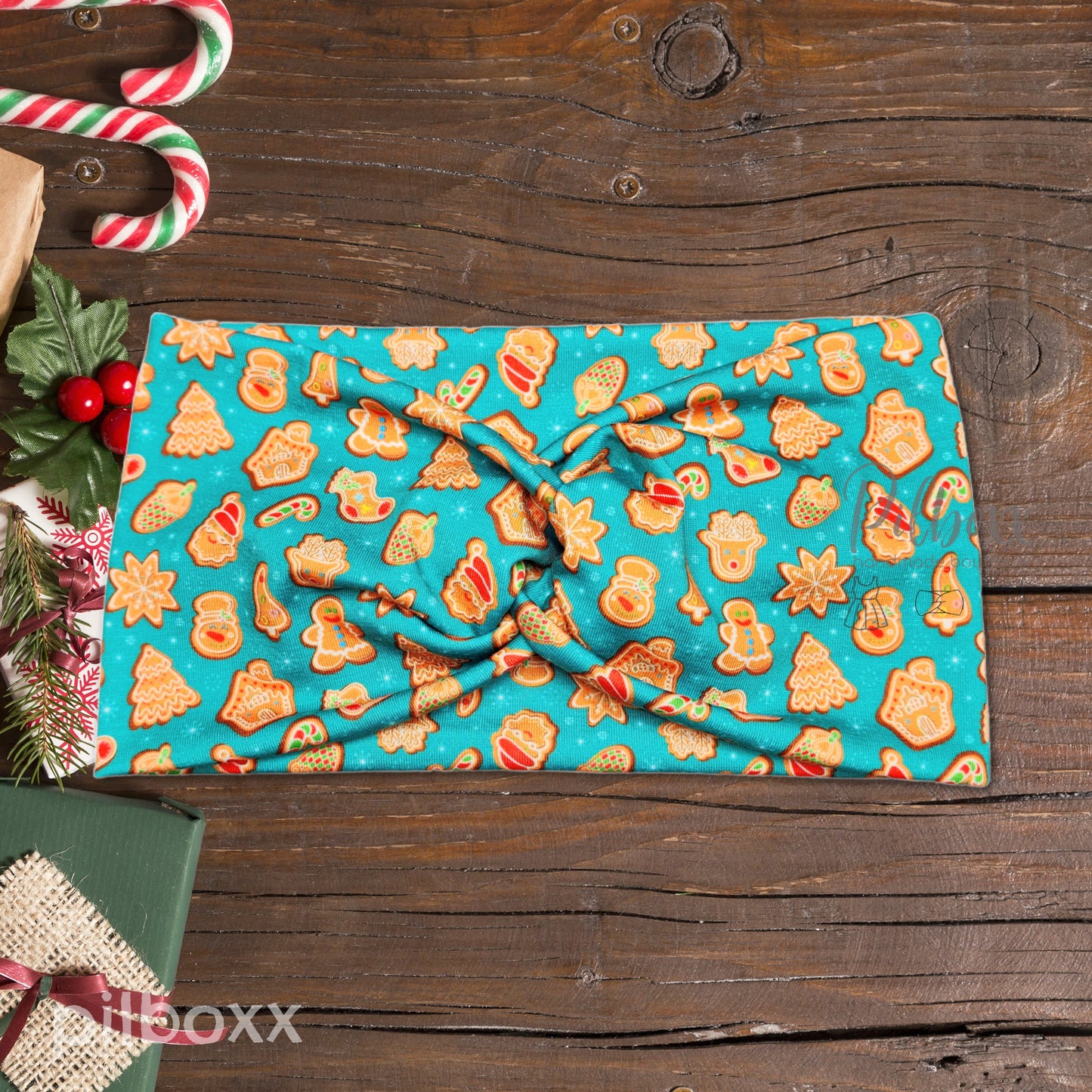 Teal Green Wide Gingerbread Cookie Headband