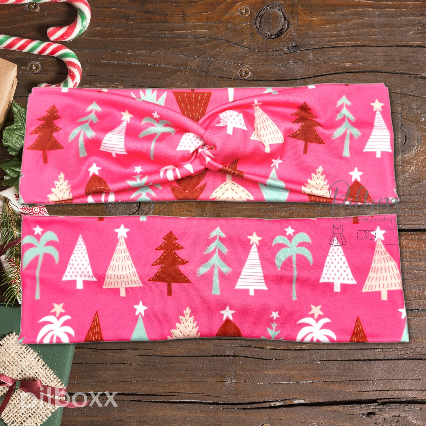 Hot Pink Christmas Tree Headband