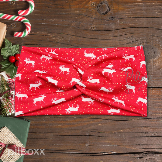 Wide Red Reindeer Christmas Headband