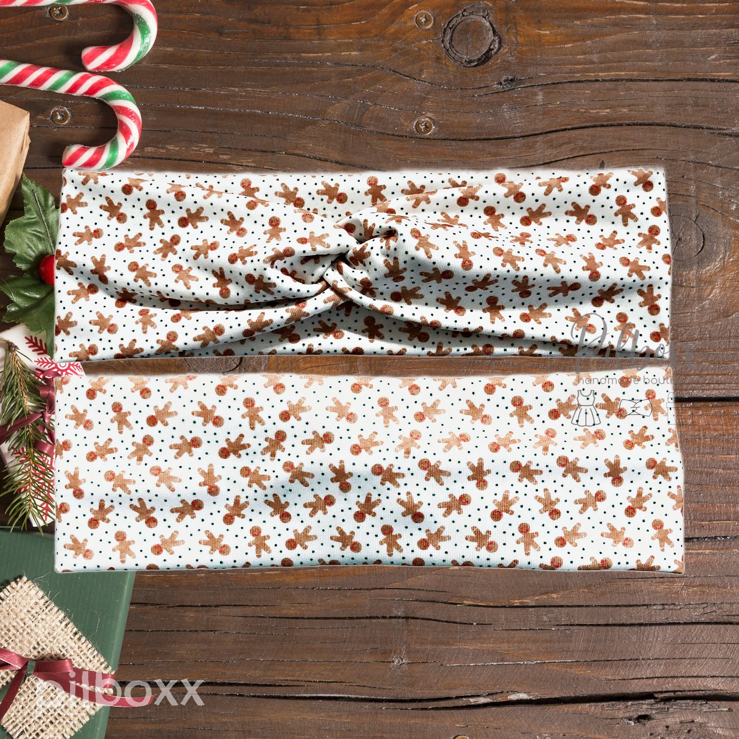 White Gingerbread Man Christmas Cookie Headband