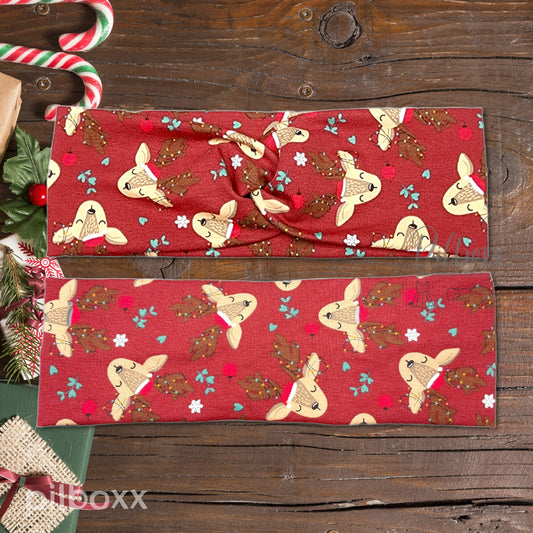 Burgundy Reindeer Christmas Headband for Women