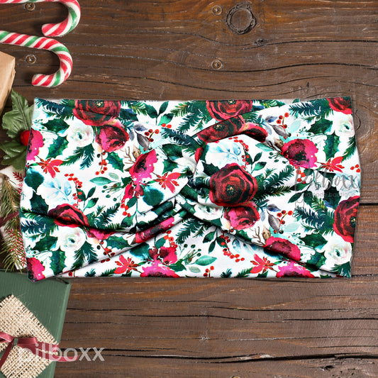 Wide Christmas Roses Headband