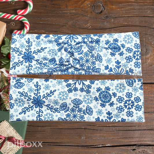 Blue Winter Floral Snowflake Headband