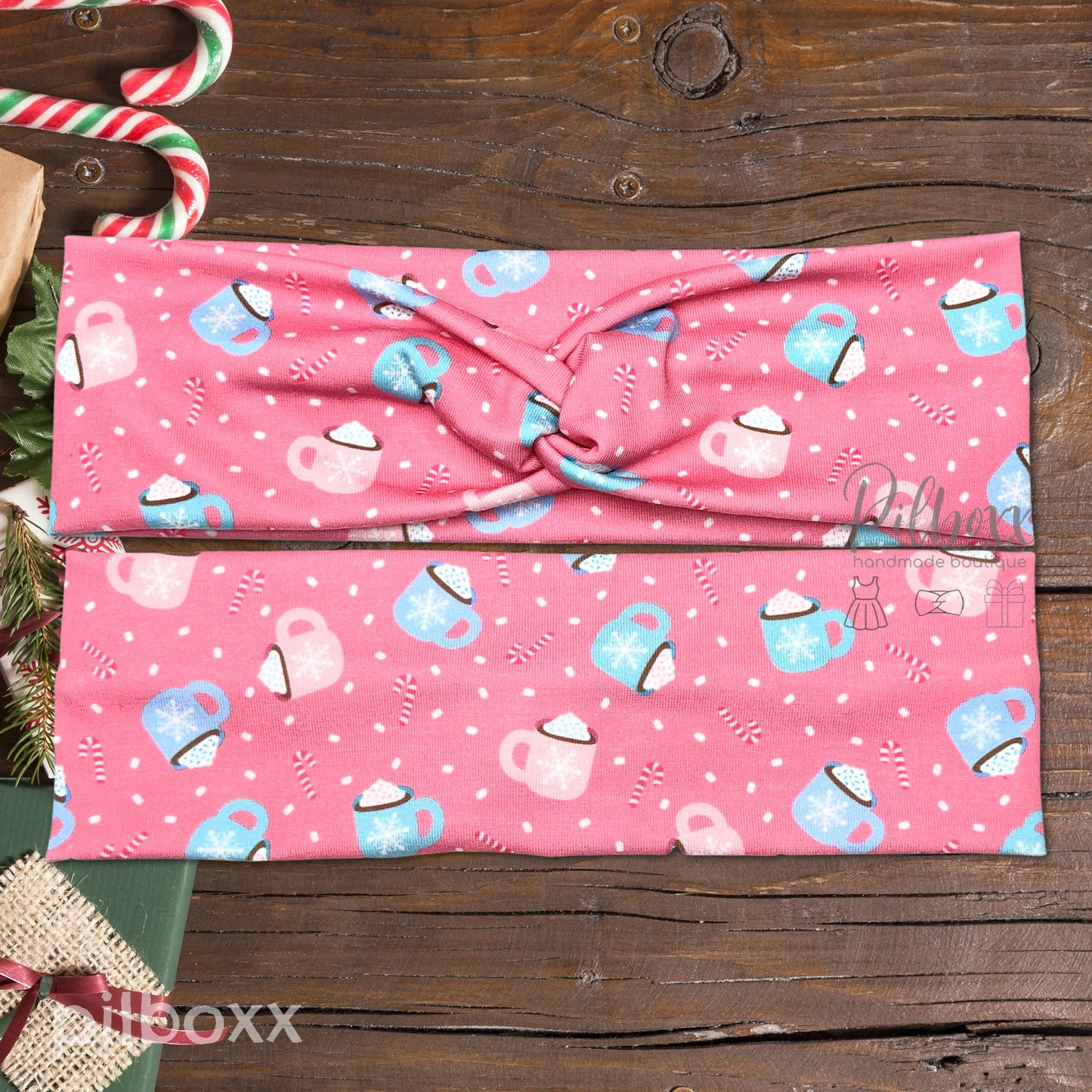 Pastel Pink Winter Coffee Cups Headband