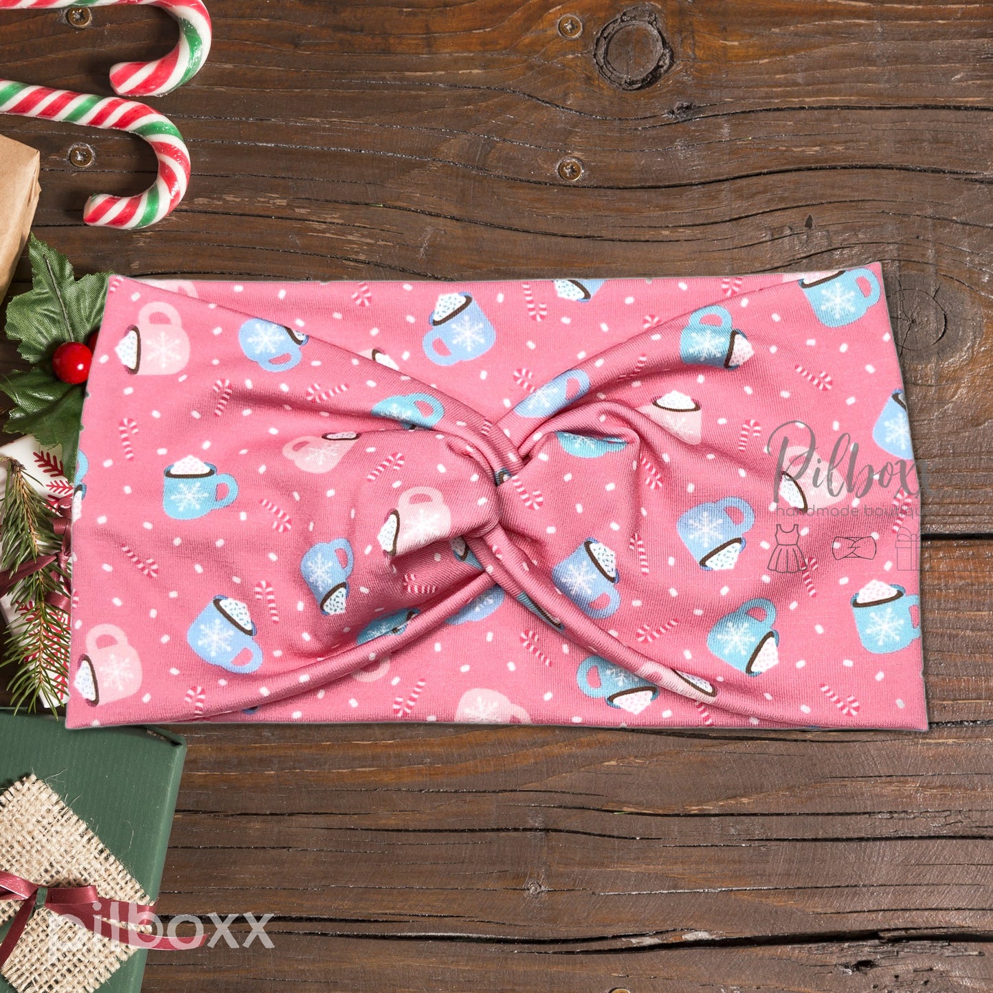 Wide Pink Winter Coffee Cups Headband