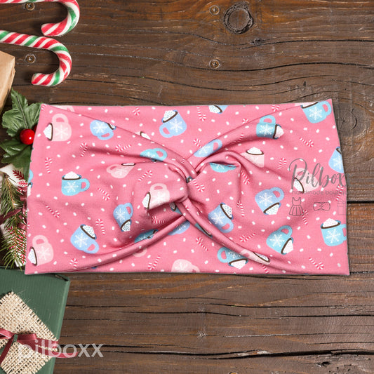 Wide Pink Winter Coffee Cups Headband