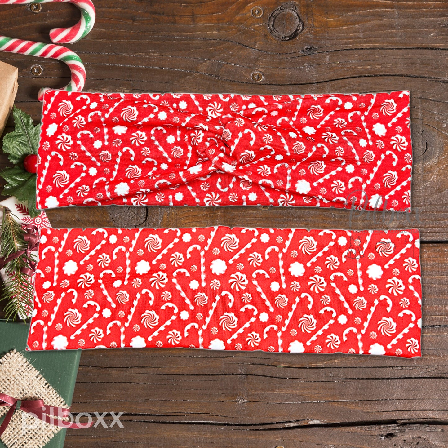 Red Peppermint Candy Cane Headband