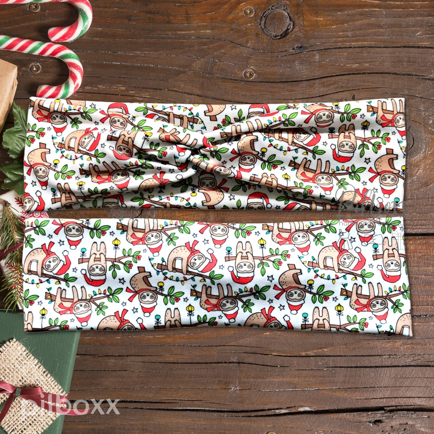 Christmas Sloth Print Headband