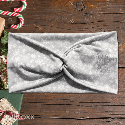 Wide Gray Winter Snowflake Headband