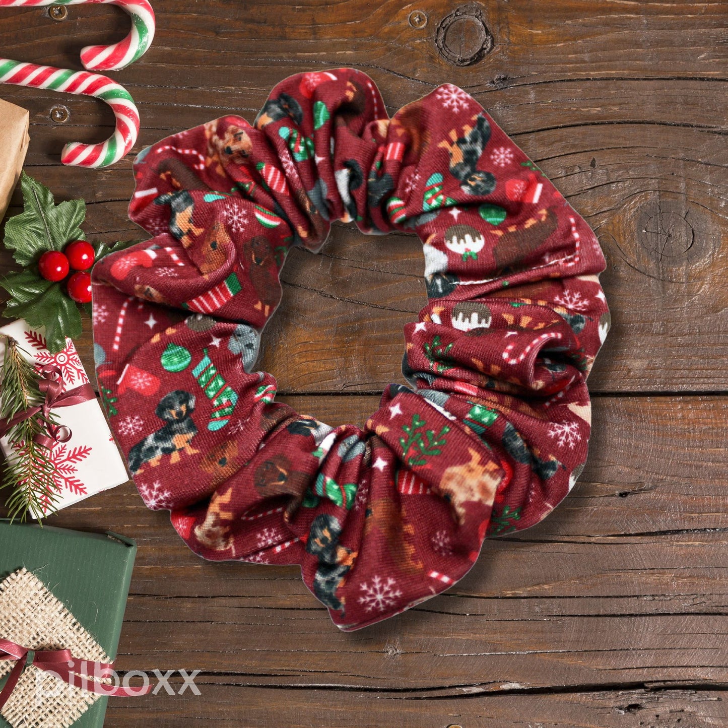 Christmas Dachshunds Scrunchie