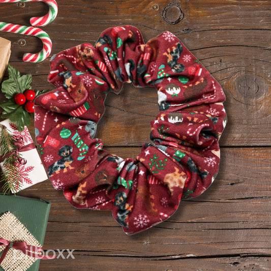 Christmas Dachshunds Scrunchie