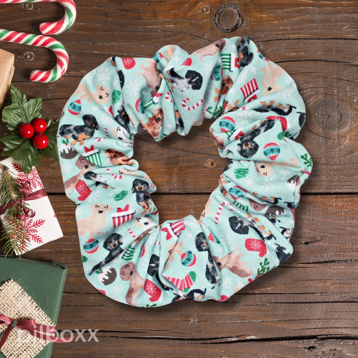 Christmas Dachshunds Scrunchie