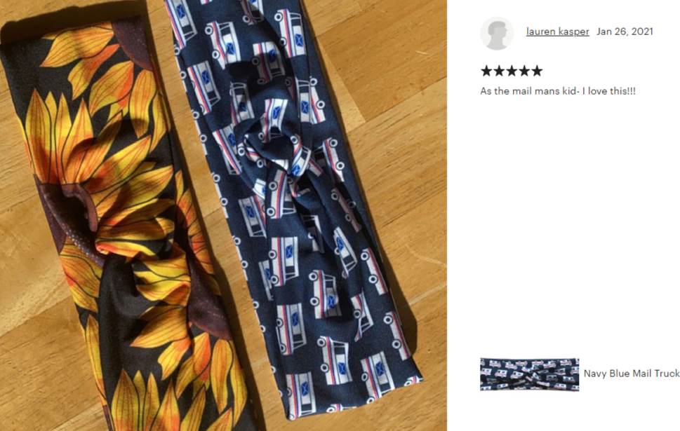 Navy Blue Mail Delivery Truck Print Headband for Women