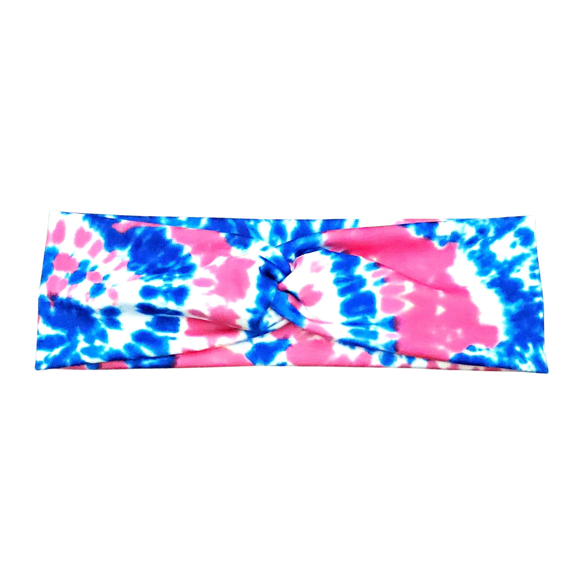 Pink and Blue Tie Dye Headband for Women