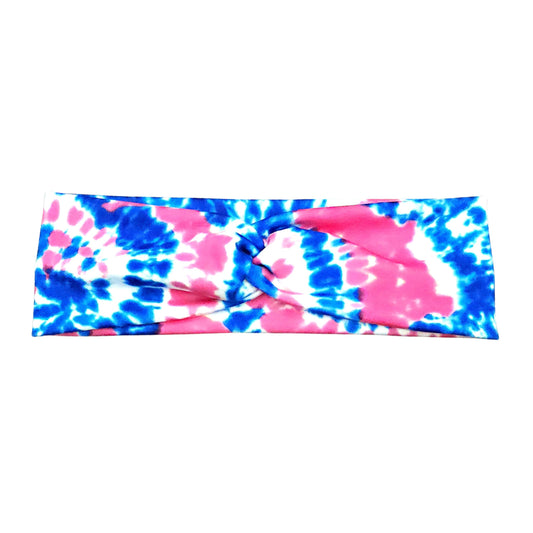 Pink and Blue Tie Dye Headband for Women