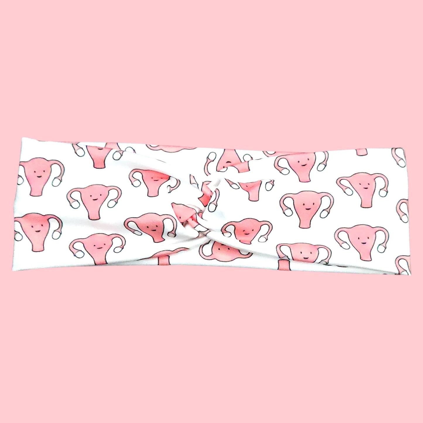 White Happy Uterus OBGYN Nurse Headband for Women